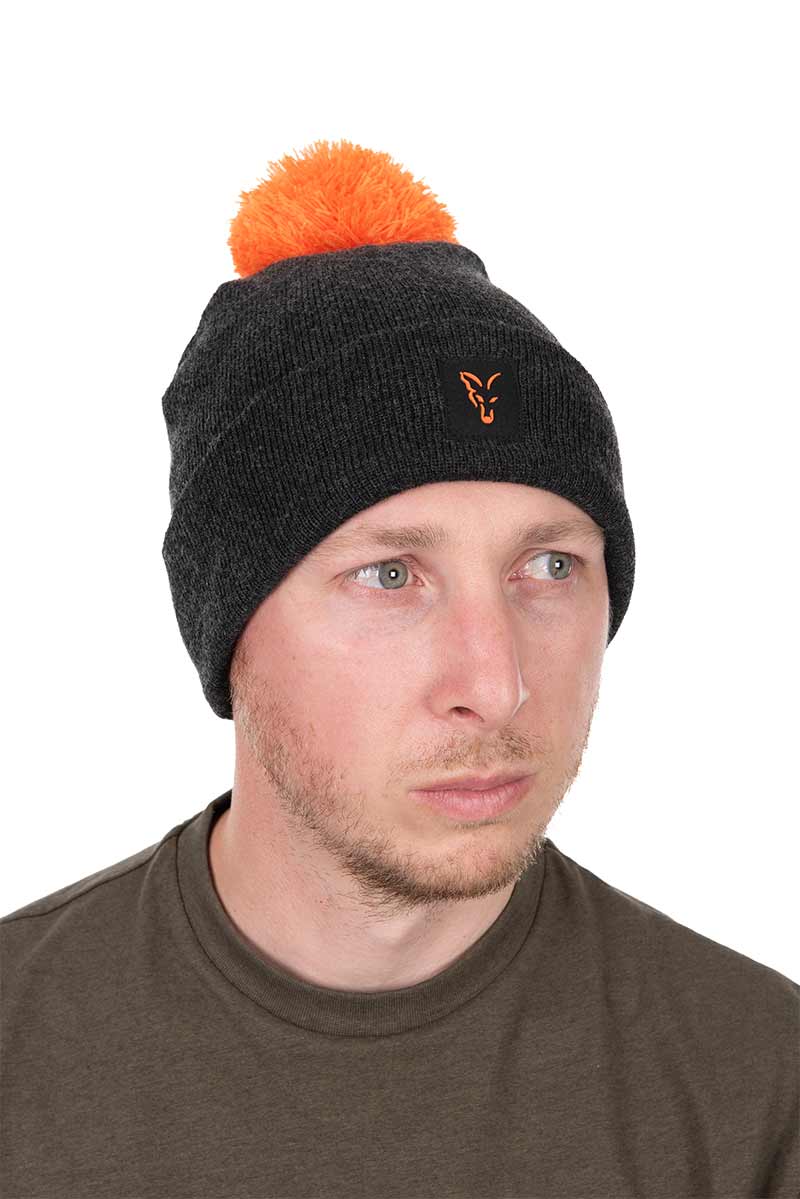 Зимна шапка Fox Collection Bobble Hat Orange/Black - Image 4