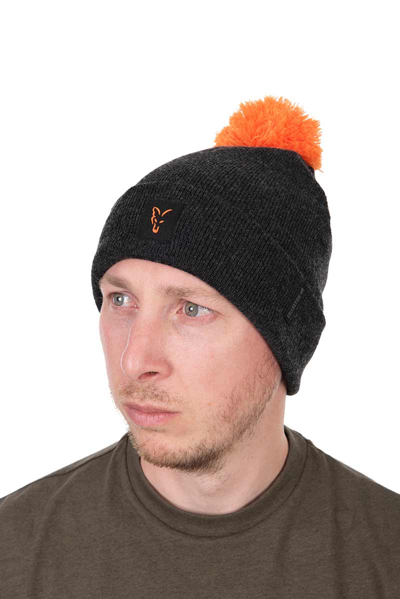 Зимна шапка Fox Collection Bobble Hat Orange/Black - Image 5
