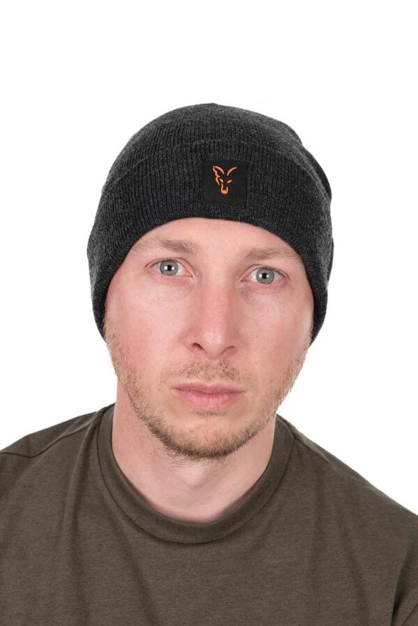 Зимна шапка Fox Collection Beanie Hat Black/Orange - Image 2